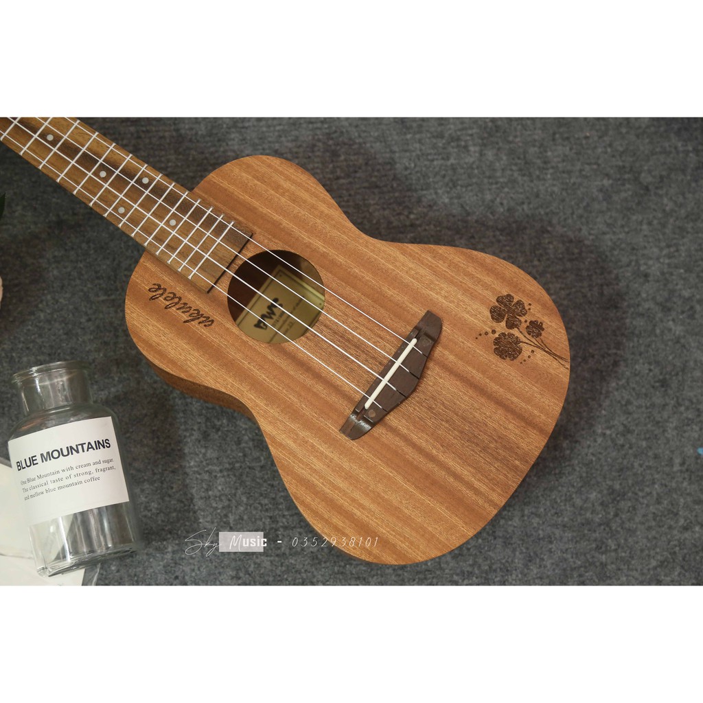 Đàn Ukulele Concert BWS 23inch Cỏ Bốn Lá Siêu Đẹp Âm Cực Vang (Tặng Full phụ kiện)