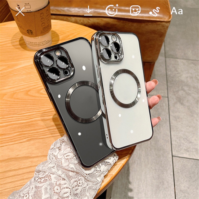 Ốp Điện Thoại Mềm Trong Suốt Mạ Viền Bảo Vệ Lens Cho iPhone X XS 11 12 13 Pro Max