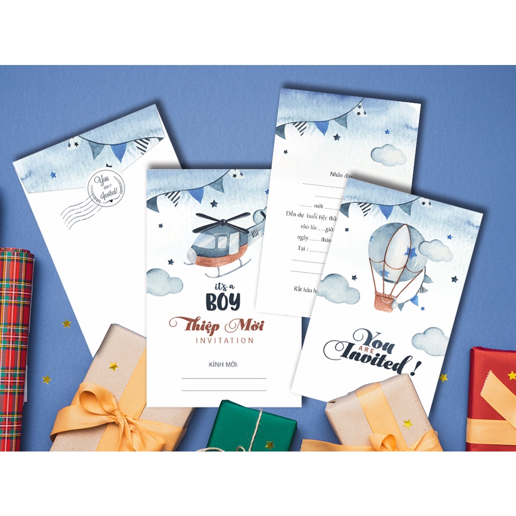 Combo 50 thiệp mời sinh nhật lót đơn các loại - viết tay
