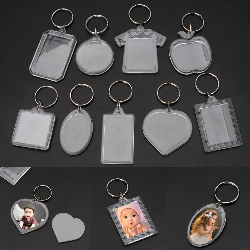 Set 10 móc khóa acrylic trong suốt dùng để đựng ảnh độc đáo