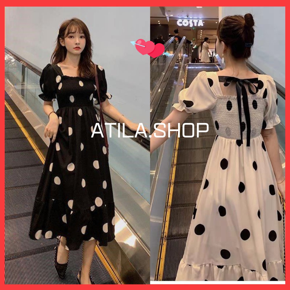 Đầm nữ voan chấm bi đi biển ,đi dạo cao cấp plus size nữ , phong cách ngọt ngào , nhẹ nhàng nữ tính ATILA SHOP.