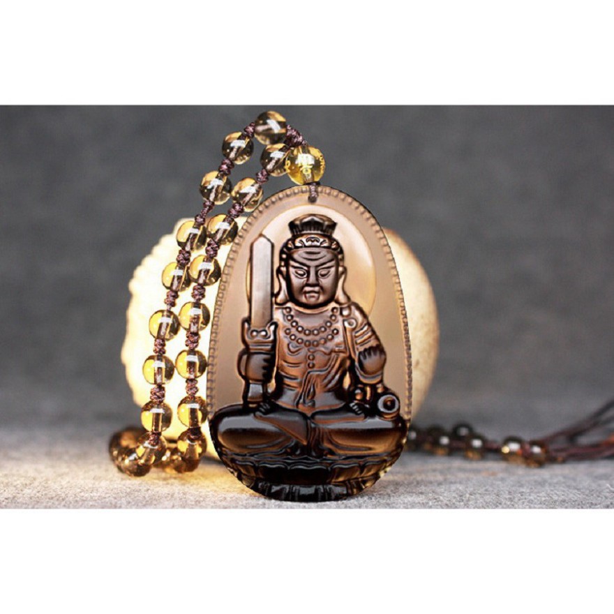 Chuỗi hạt đeo cổ màu khói mặt Bất Động Minh Vương - Phật bản mệnh người tuổi Dậu - ĐÚNG MẪU ĐÚNG GIÁ