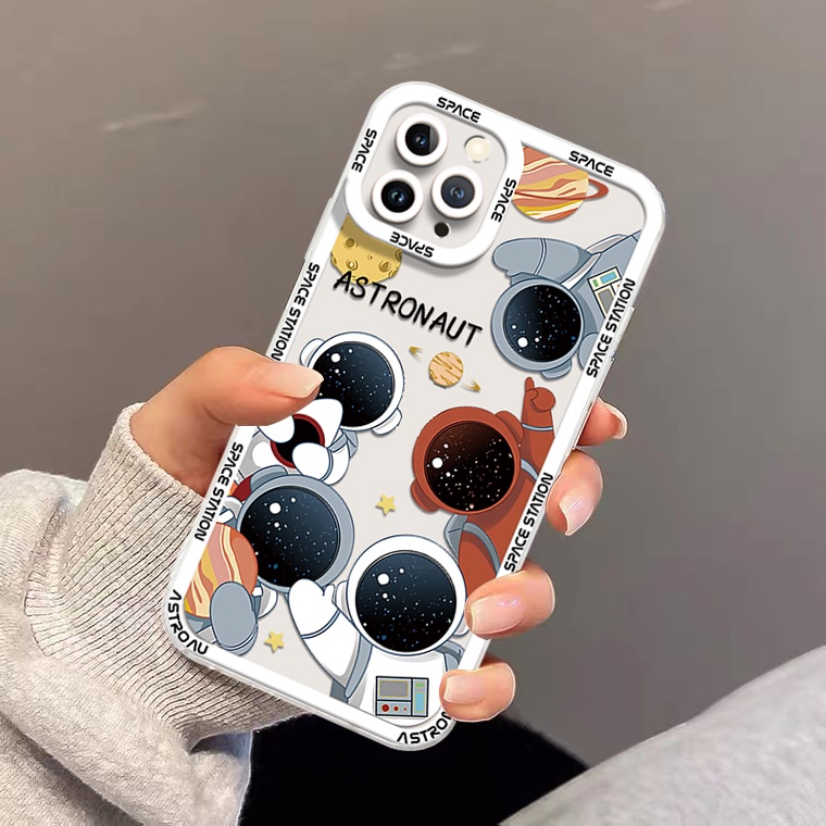 Ốp Điện Thoại Silicon TPU Mềm Trong Suốt Chống Sốc In Hình Phi Hành Gia Dễ Thương Cho IPhone 13 12 11 Pro X XR XS Max 6 6S 7 8 Plus