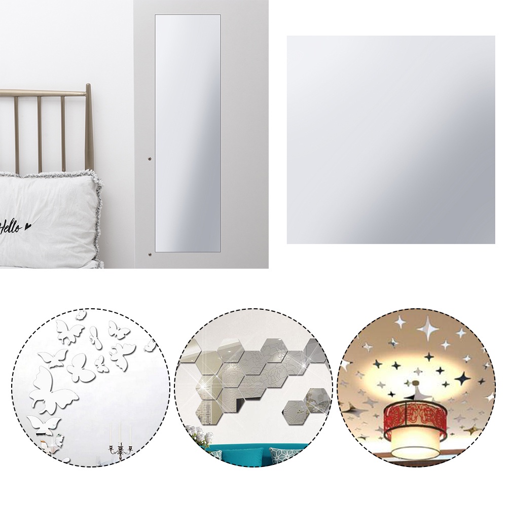 Miếng Dán Tường Tráng Gương Acrylic Mềm Siêu Mỏng Tự Dính DIY