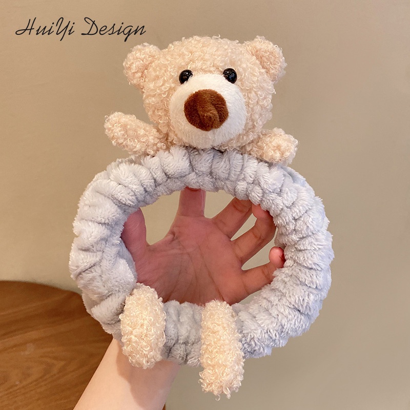 Băng đô cài tóc hình gấu bông dễ thương 8 màu tùy chọn