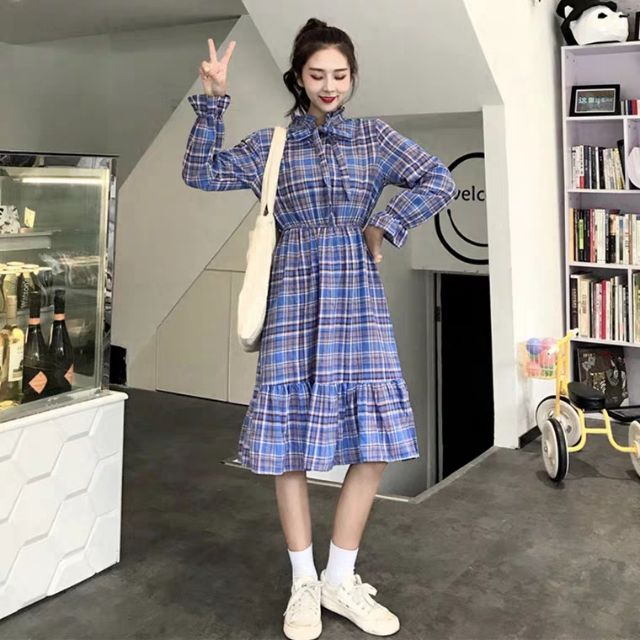 Đầm Caro ULZZANG form dài | BigBuy360 - bigbuy360.vn
