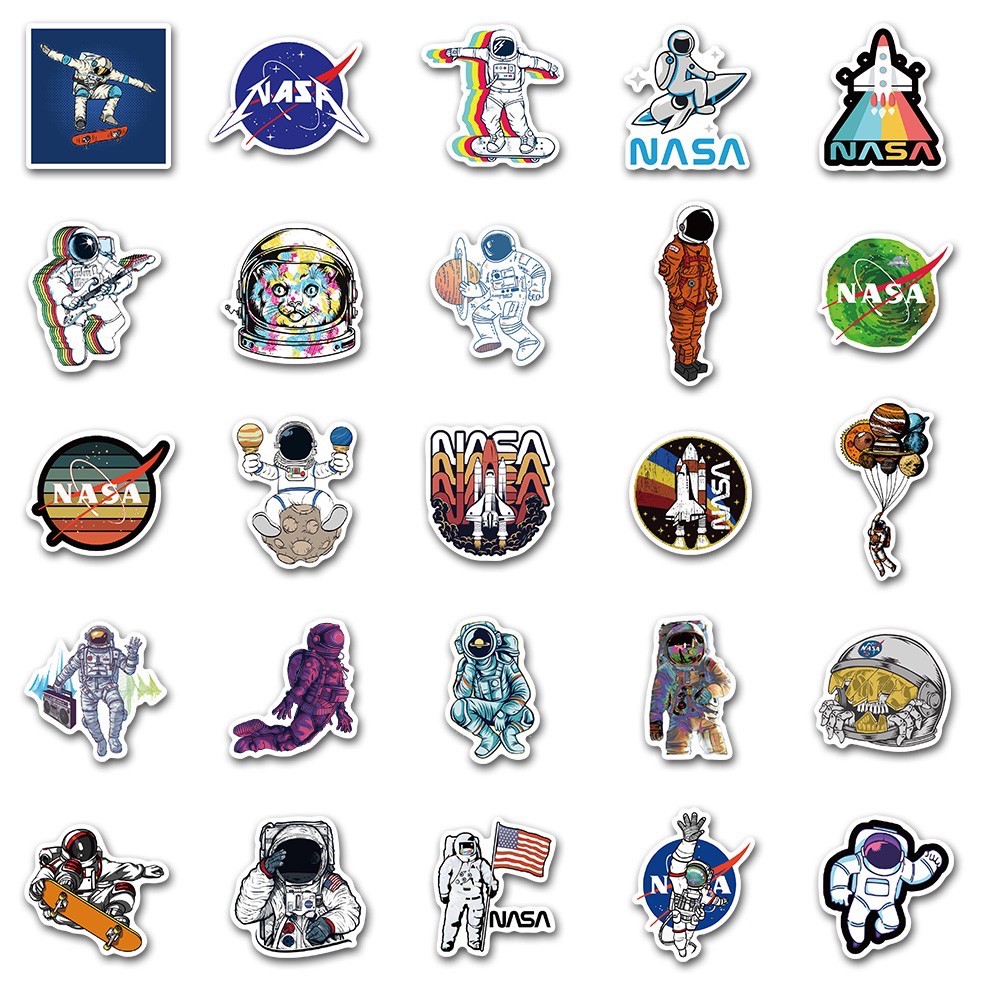 [STICKER 1K] SET 50 STICKER NASA SIÊU CHẤT DÁN TRANG TRÍ ĐT LAPTOP VALI TƯỜNG TỦ KỆ MŨ BẢO HIỂM XE MÁY NOTEBOOK