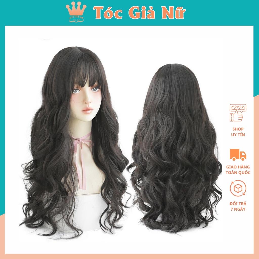 Tóc giả nữ nguyên đầu xoăn dài đẹp, loại cao cấp, tặng kèm lưới trùm tóc wig, c8263