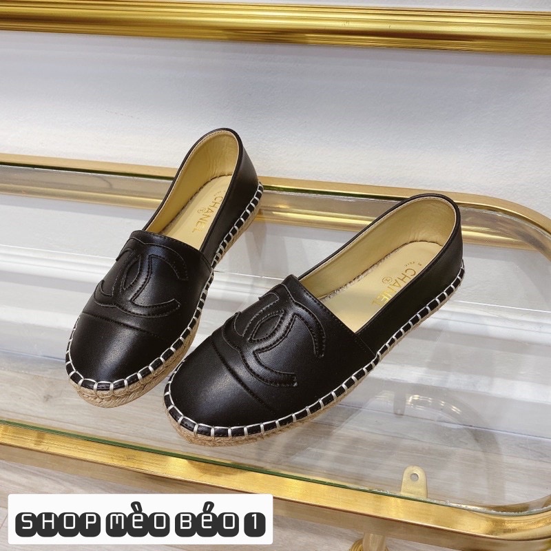 Giày lười cn da lì mũi tròn đế cói fullbox