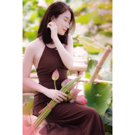 Váy Đụp Áo Yếm Chụp Sen/ 2 Màu Trắng Đen/ Ảnh Thật Của Shop