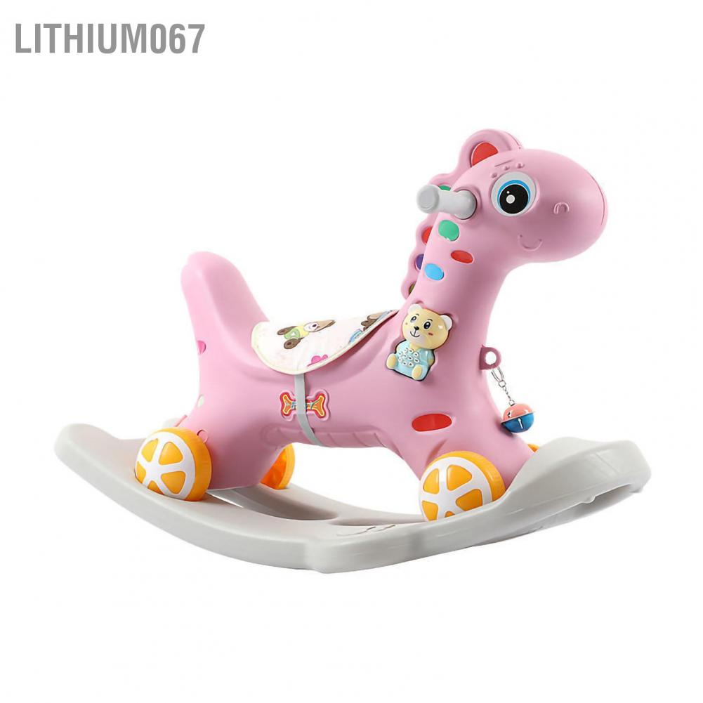 Lithium067 Ngựa bập bênh bằng nhựa Mục đích kép trong nhà Cho Bé Yêu, Xe Ngựa Kiêm Chòi Chân 2IN1 Có Nhạc Cho Bé