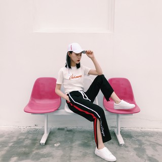 quần sọc ulzzang xẻ tà cao câp