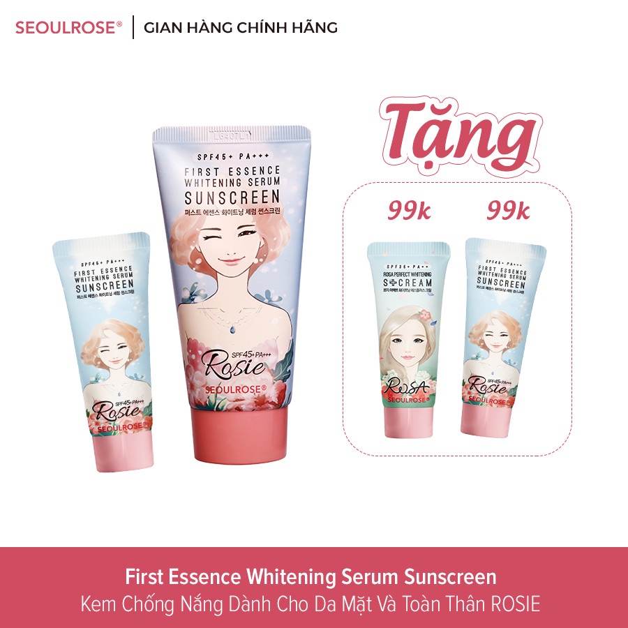 Kem chống nắng rosie SeoulRose SPF45+++ dành cho da mặt và toàn thân date 2024