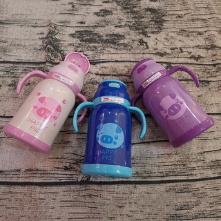 HCM - Bình giữ nhiệt heo 350ml có vòi hút và tay cầm cho bé