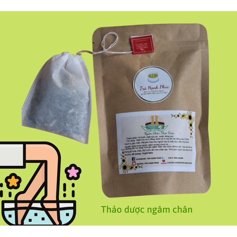 Thảo dược ngâm chân-10 gói túi lọc( ngãi cứu, vỏ bưởi, sả, hoa hồi, muối)