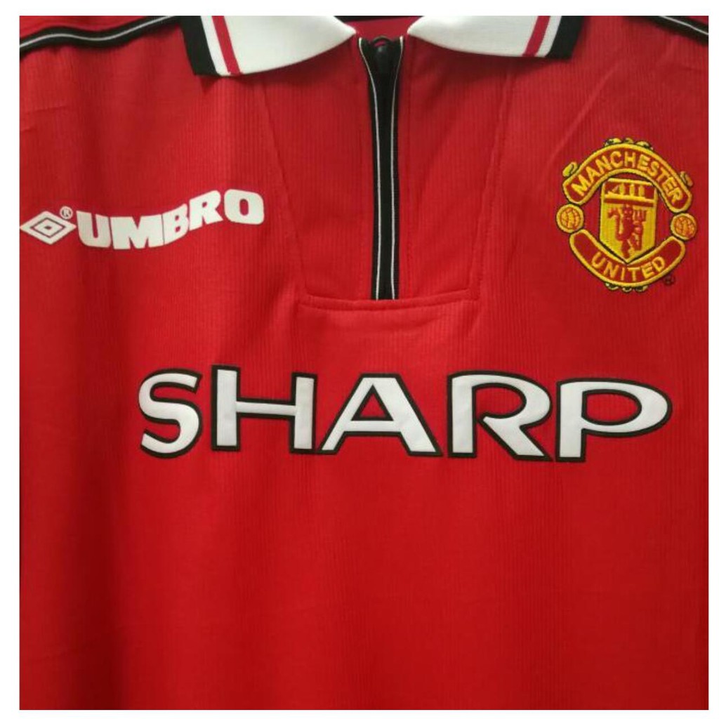 Áo Thun Đá Banh Tay Dài In Logo Manchester United Retro 1998-99 Size S-2xl