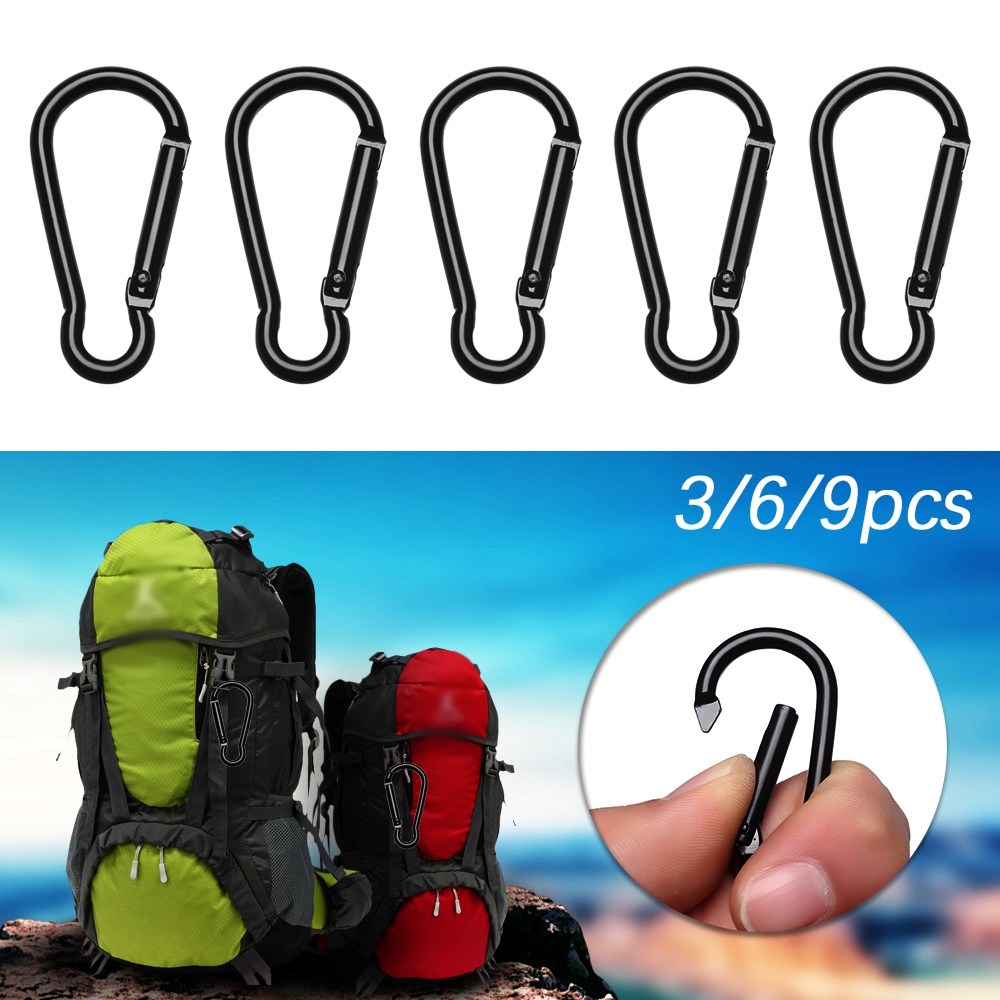 Set 3/6/9 móc carabiner bằng hợp kim nhôm thích hợp cho cắm trại/dã ngoại tiện dụng
