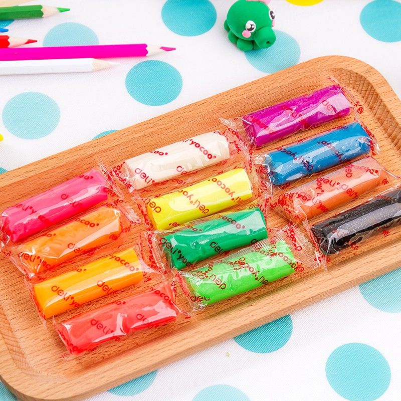 Đất nặn an toàn 12 màu + 3 khuân Deli 7022