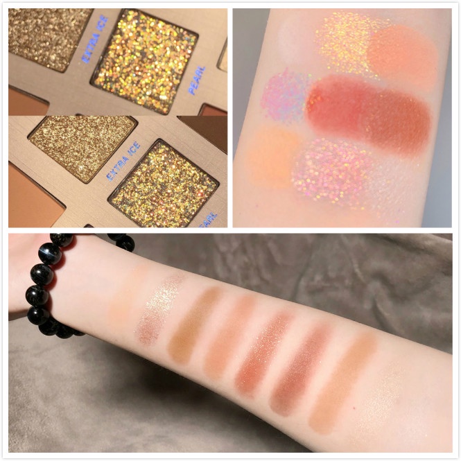 Bảng Phấn Mắt 8 Màu Sắc Gồm Màu Lì Và Màu Ánh Nhũ Thiết Kế Trang Trí Hình Ly Trà Sữa Độc Đáo