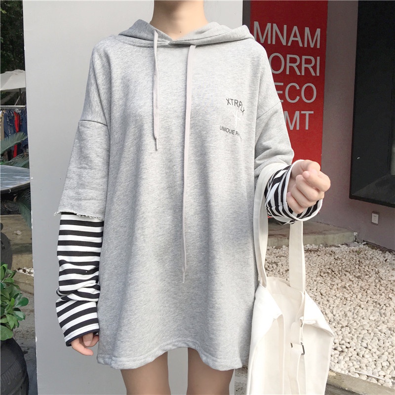 Áo hoodie dài tay in chữ phong cách Hàn Quốc