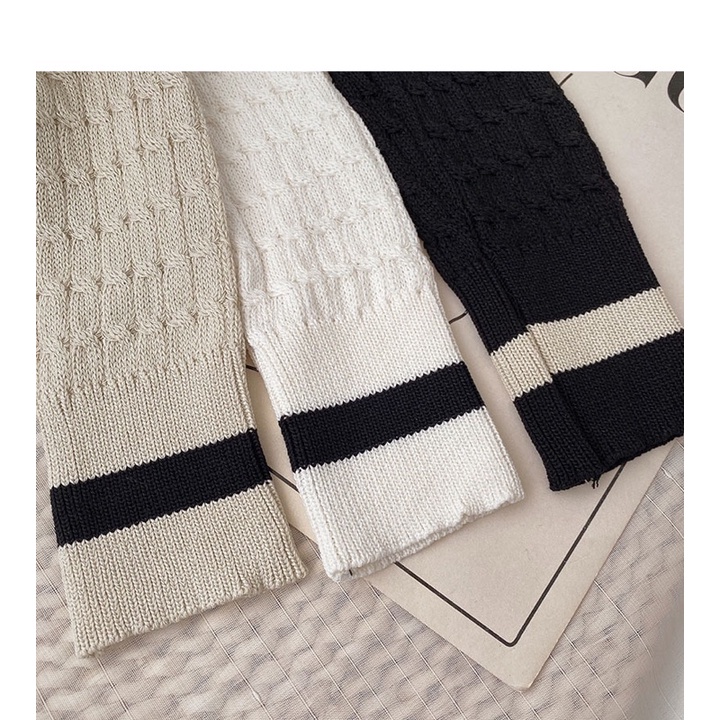 áo len dệt kim hoạ tiết thừng cổ V mix viền tay dài (m1102#)