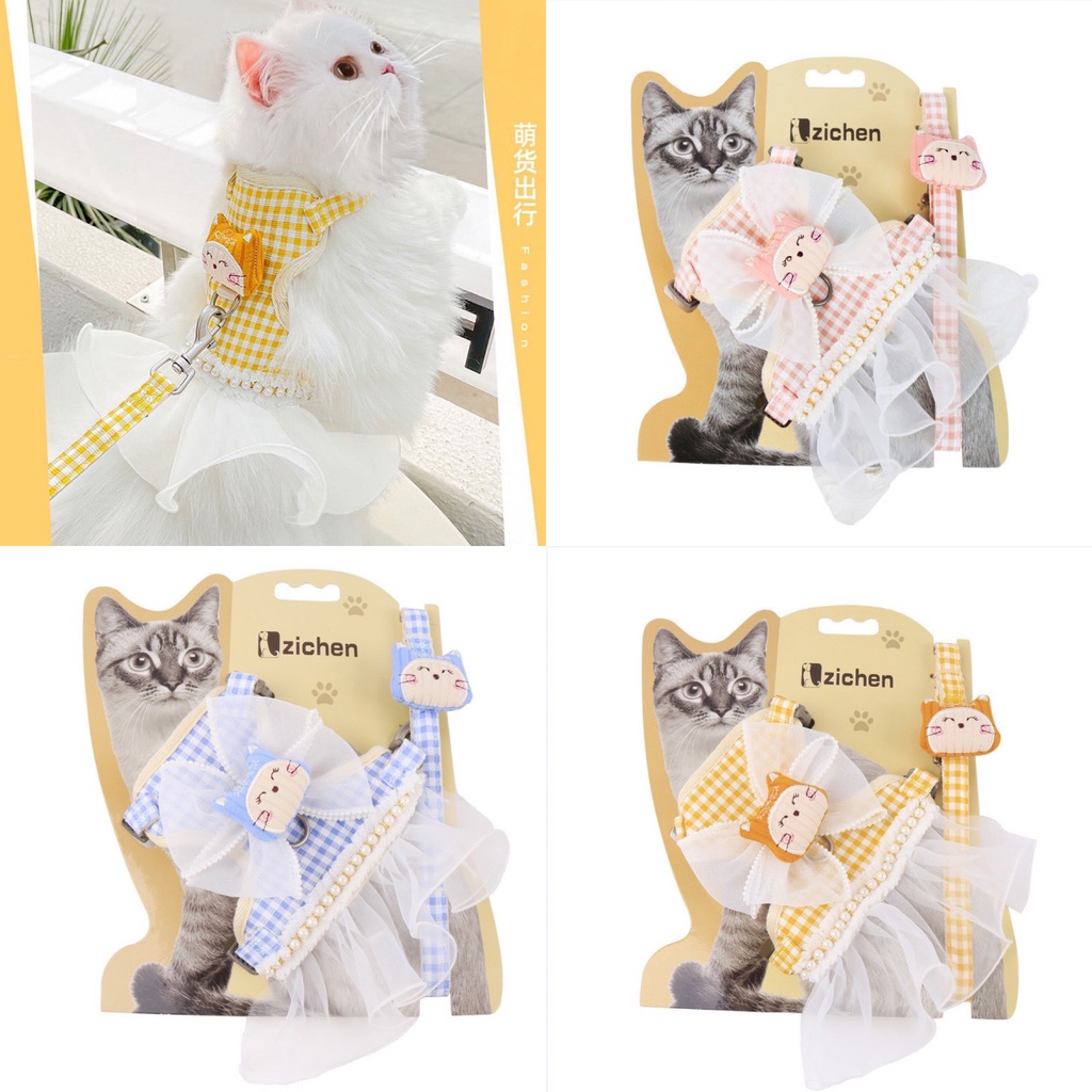 dây dắt yếm dắt chó mèo thú cưng đi dạo chơi