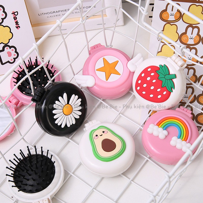 Set 2 in 1 gương kèm lược chải tóc mini cute BeBie - BP150