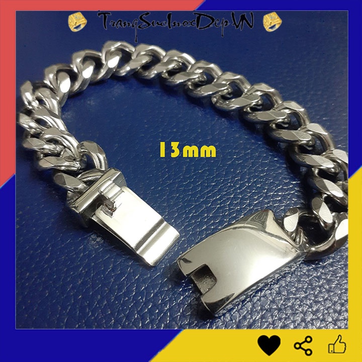 Lắc tay nam inox 13mm khóa hộp sáng đẹp, không đen thể hiện đẳng cấp phái mạnh