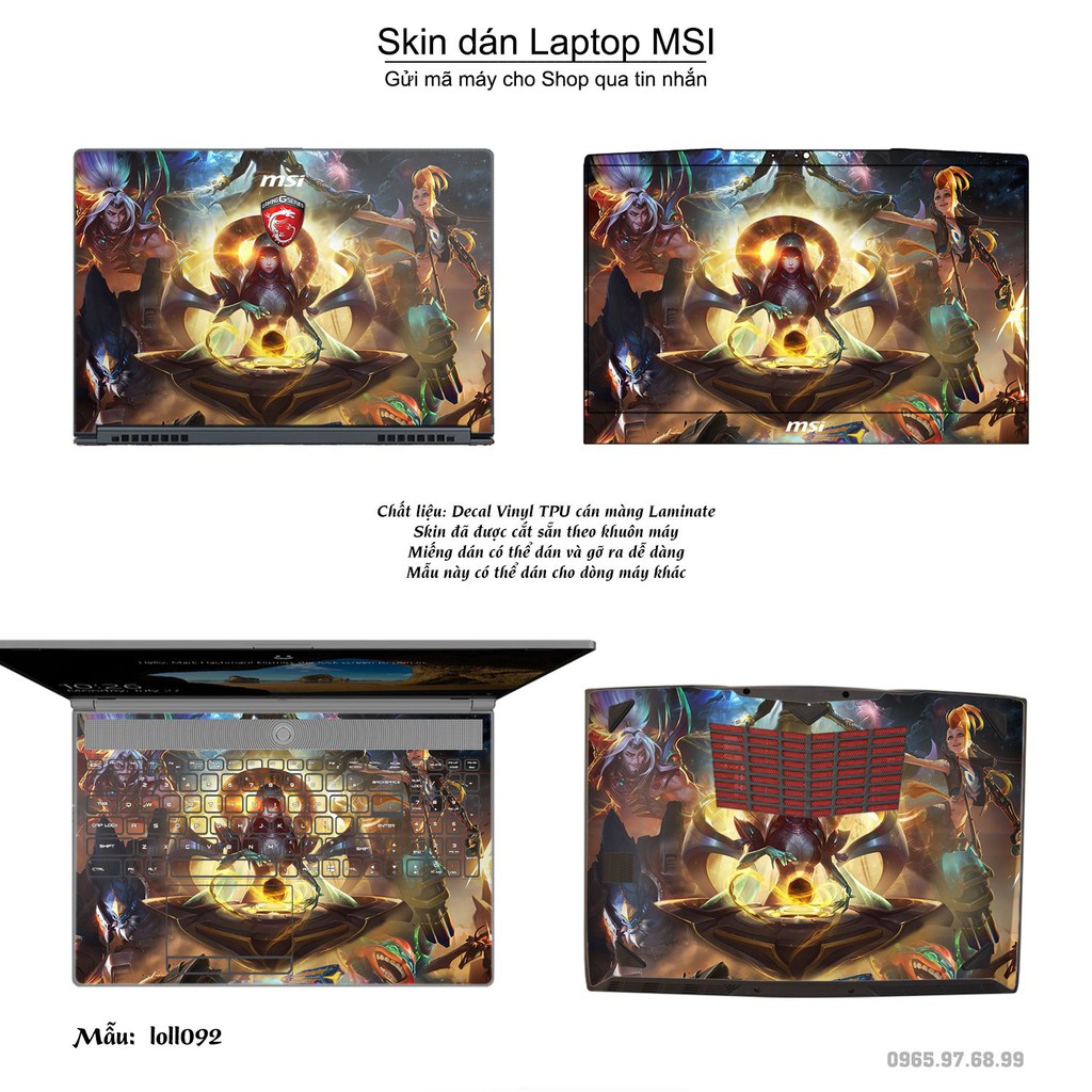 Skin dán Laptop MSI in hình Liên Minh Huyền Thoại nhiều mẫu 13 (inbox mã máy cho Shop)