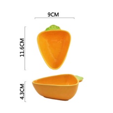 Bát Đĩa cà rốt BDIAQ12 Gốm Sứ Tráng Men cute dễ thương đựng thức ăn salad 12,3*15,8 cm Decor Ăn Cơm Ăn Chè Bộ Chén Dĩa