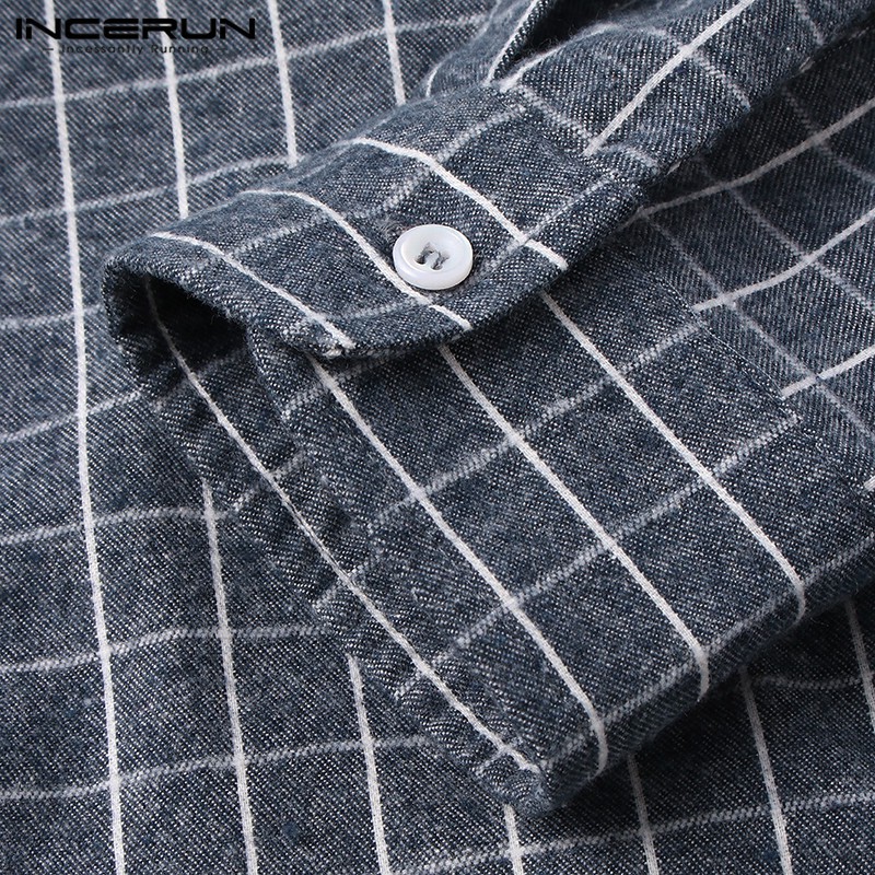 Áo Sơ Mi INCERUN Dài Tay Họa Tiết Kẻ Ô Thời Trang Dành Cho Nam | BigBuy360 - bigbuy360.vn