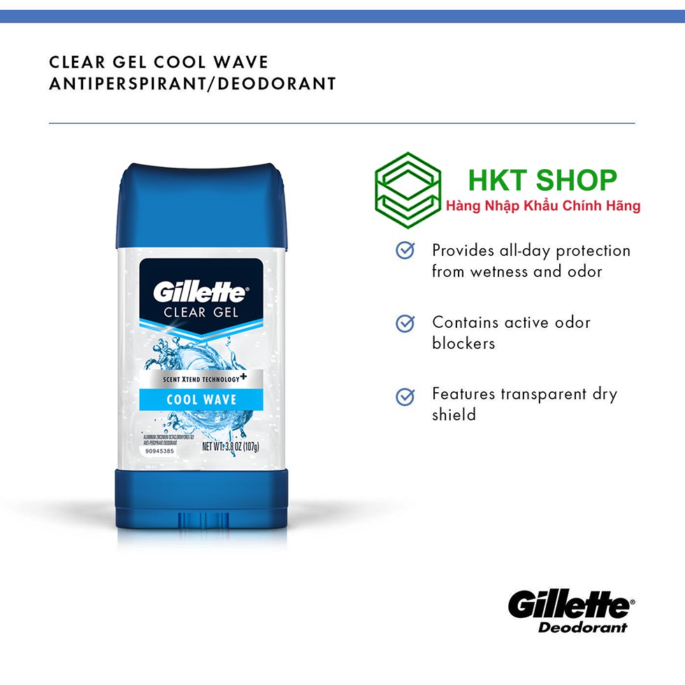 Lăn Khử Mùi Gillette Cool Wave Clear gel 107g - Nhập khẩu từ Mỹ giá tốt | BigBuy360 - bigbuy360.vn