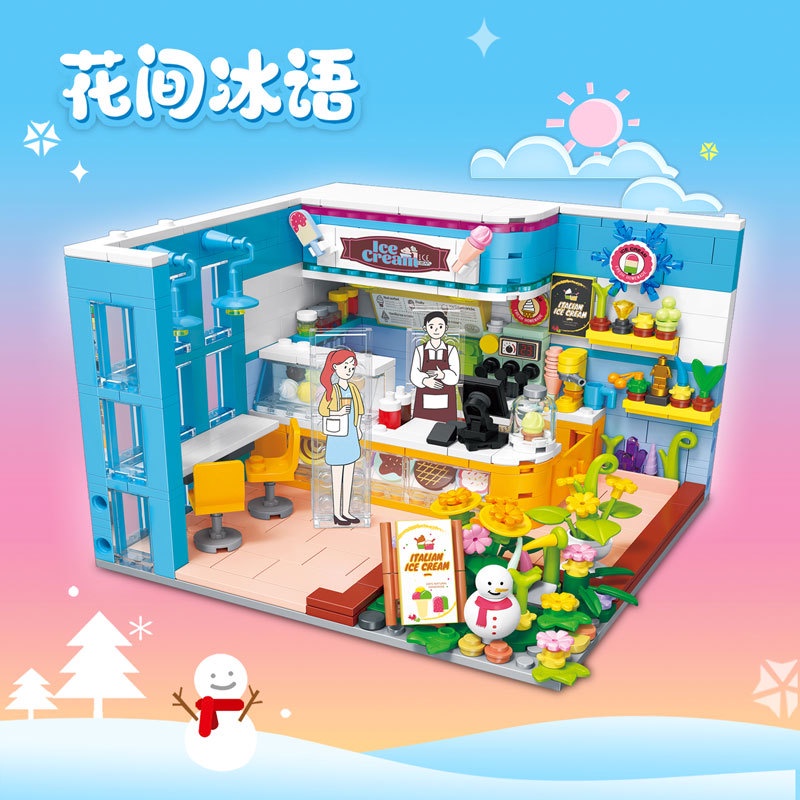 Bộ Đồ Chơi Lắp Ráp Cửa Hàng Kem Bông Hoa DZ6024