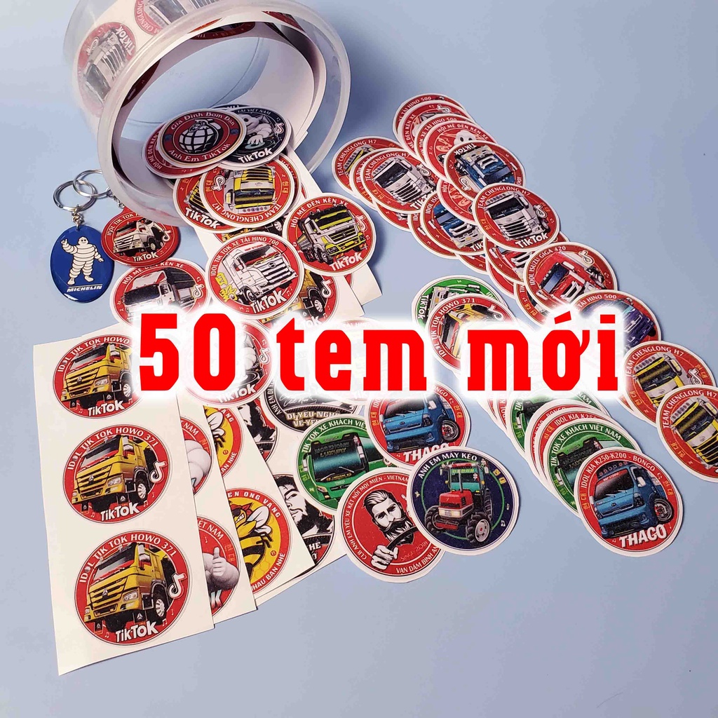 Combo Tem nhỏ các Hình xe tải, Con Ong, Michelin, Đi Yêu Nghề các loại