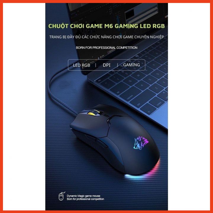 Chuột Máy Tính Có Dây Đèn Led M6 DPI 3200 Dùng Văn phòng, Chơi Game Cực Bền