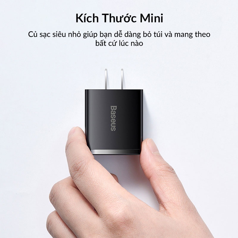 Củ Sạc Nhanh 30W Baseus Compact Quick Charger Tích Hợp Cổng Sạc Type_C và 2 USB-A, Kích Thước Nhỏ Gọn Và Tiện Lợi