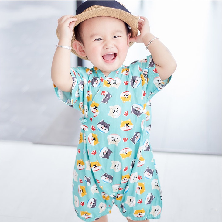 Áo Liền Quần Kiểu kimono Nhật Bản Dễ Thương Cho Bé Từ 0-24 Tháng Tuổi