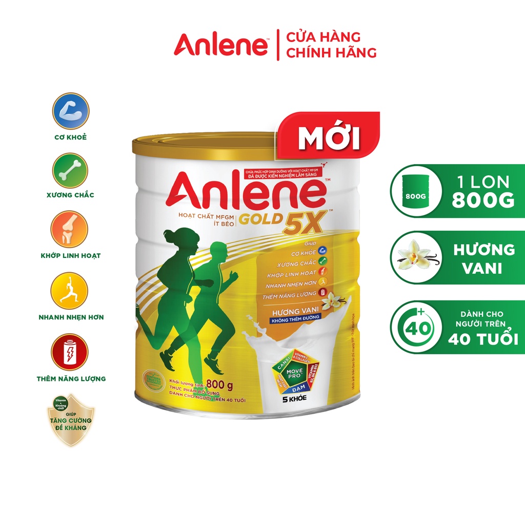 Sữa bột Anlene Gold 5X hương vani lon 800g/lon