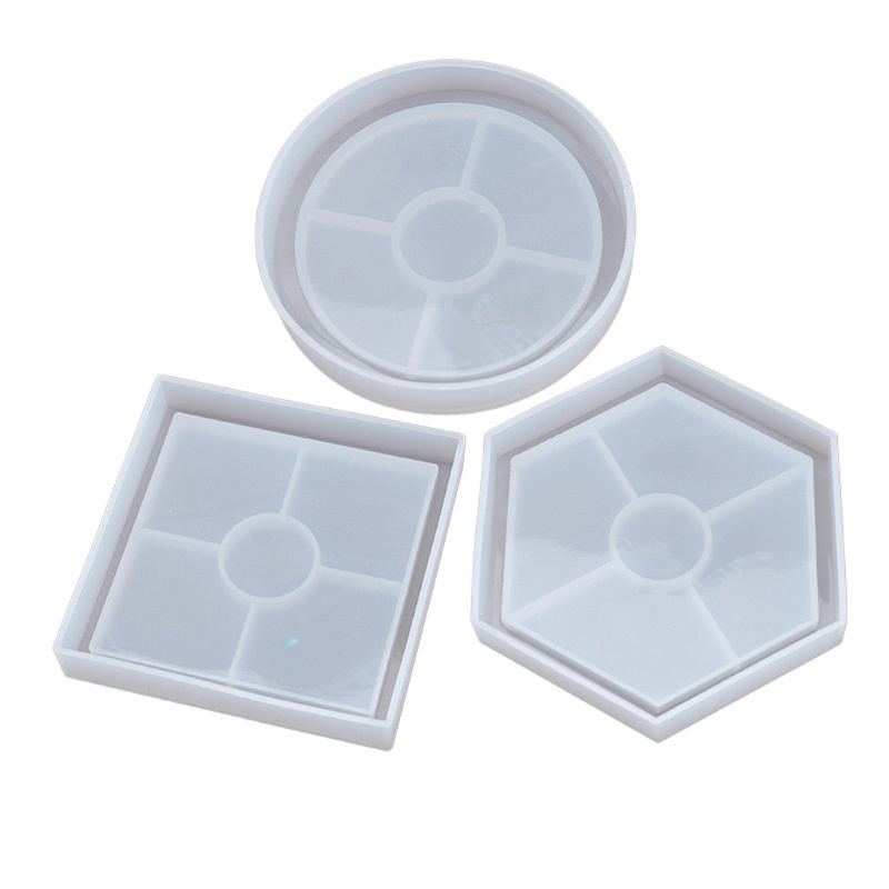 Khuôn silicone làm đế lót ly hình tròn/vuông 3 hình dạng