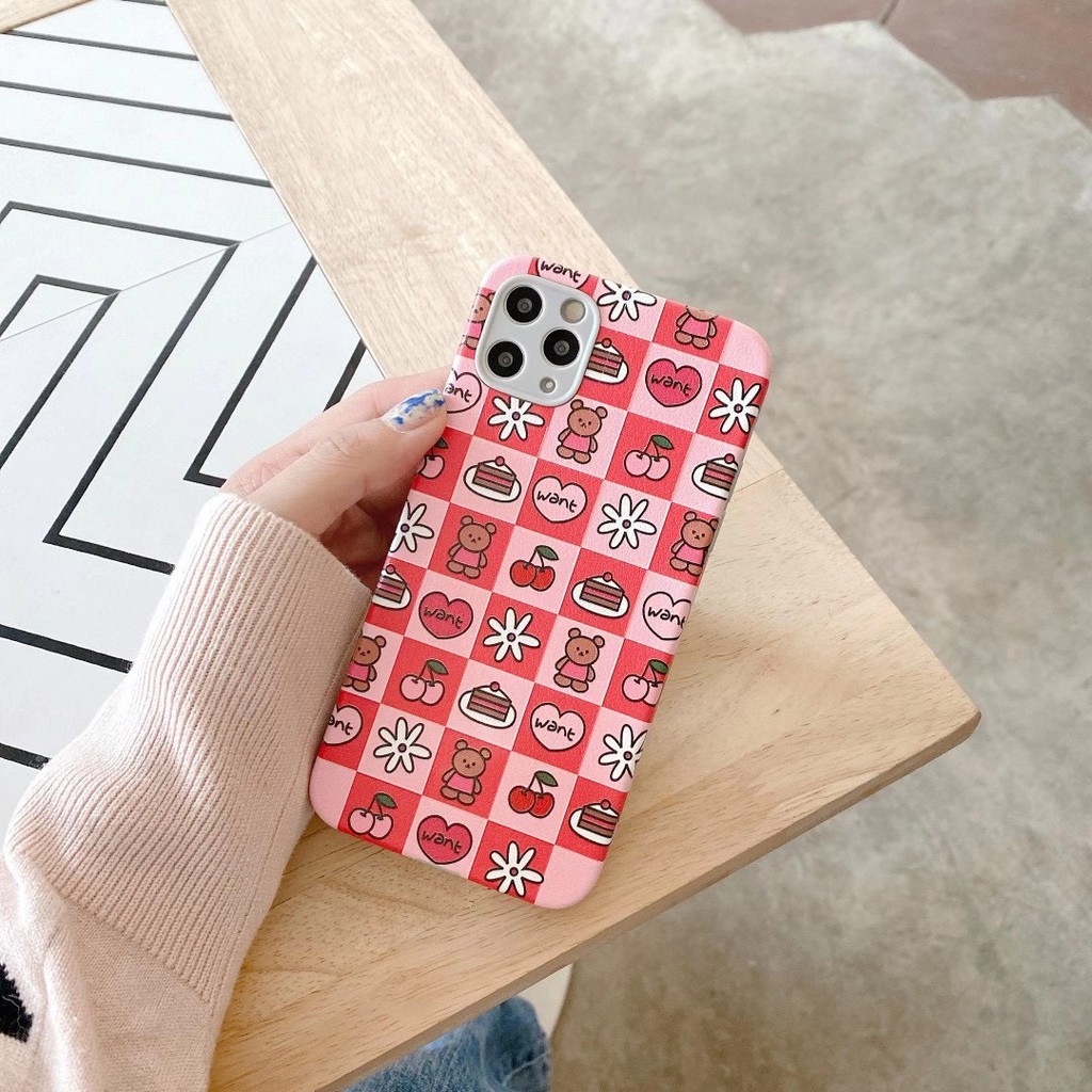 Ốp Điện Thoại In Hình Gấu Và Cherry Đáng Yêu Cho Iphone 7 8 + Ix Xr Xsmax 11 Pro Promax | BigBuy360 - bigbuy360.vn