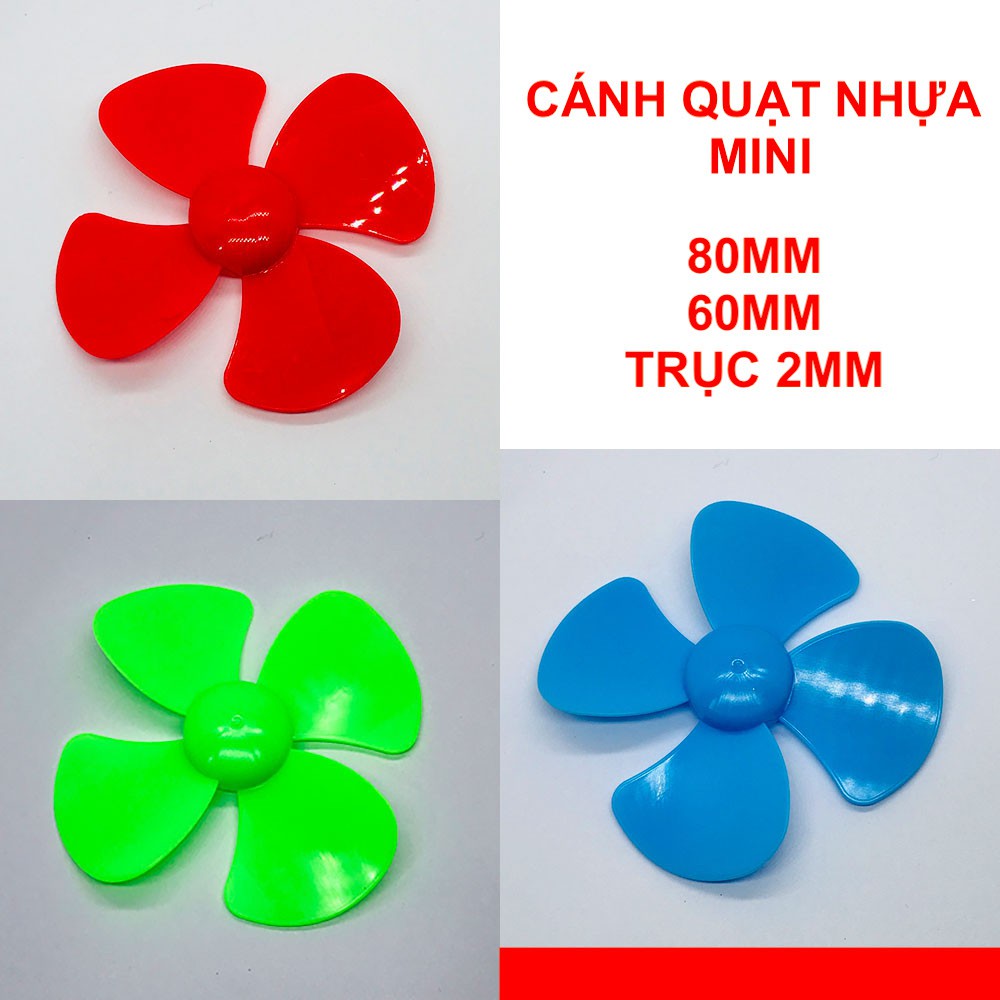 2 cánh quạt mini nhựa màu đen đường kính 80mm trục 2mm bền đẹp - LK0217