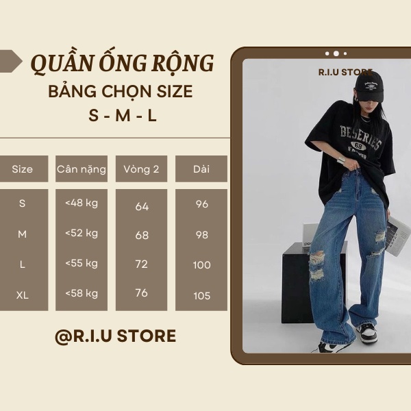 M104 Quần Jean Nữ Ống Rộng Cạp Cao Rách Gối Dáng Suông Chất Bò Dày Dặn Phong Cách Ulzzang Hàn Quốc