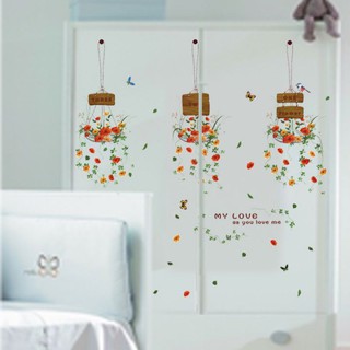 Decal Dán Tường Phòng Khách Tranh 3D Chậu hoa DKN067 - decalhcm