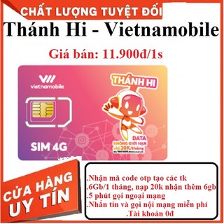 Sim vietnamobile gói cước thánh hi 6gb 1 tháng TKC 0đ