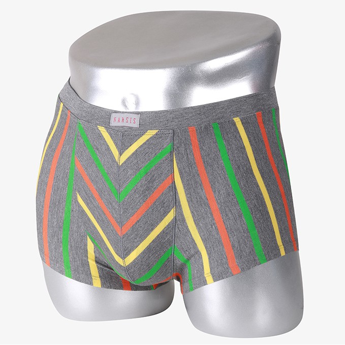 Quần lót đùi nam Narsis F6026 màu ghi sọc vàng cam