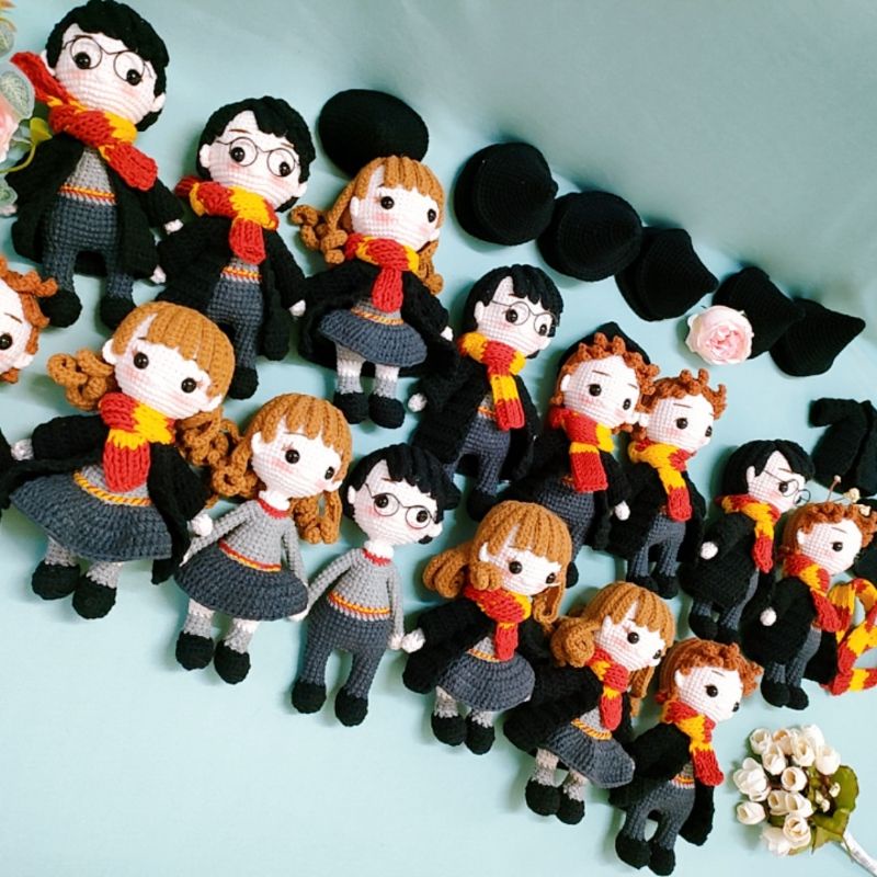 Quà tặng tốt nghiệp - Bộ 3 nhân vật Harry Potter, Ron, Hermione handmade bằng len
