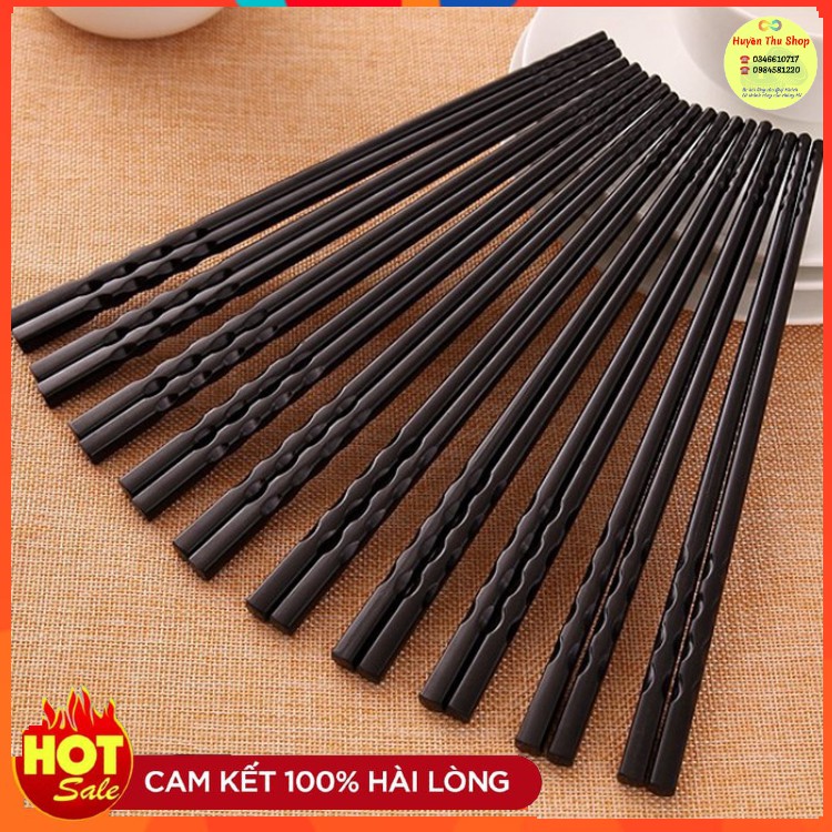 Vỉ 10 đôi đũa phíp nhựa đen - đũa melamine kháng khuẩn