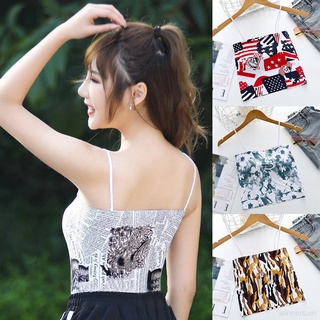 Áo croptop sát nách hoạ tiết in thiết kế quyến rũ