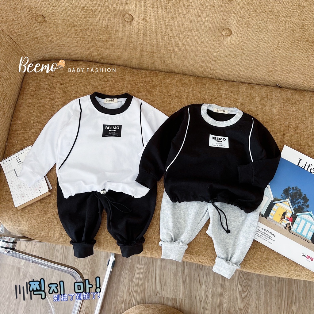 Set bộ bé trai thu đông Beemo bộ quần áo bé trai dài tay thời trang Hàn Quốc - STB STB34 STB35