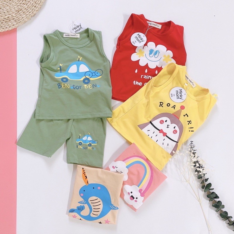 BỘ BA LỖ COTTON 100% MINKYMOM CUA CÁ CẦU VỒNG MAGIC CHO BÉ TỪ 8-19kg